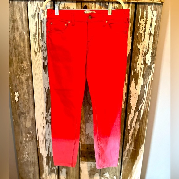 Free People Red fire ombré pants denim size 28 - Picture 1 of 4